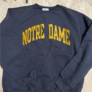 Notre Dame Champion Navy Crewneck Sweater with Gold Print